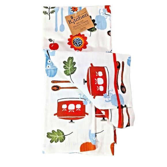 Kay Dee Autumn In Bloom Kitchen Towels Flowers Jars Pots Fruit Utensils 2pc Gift - Picture 5 of 5